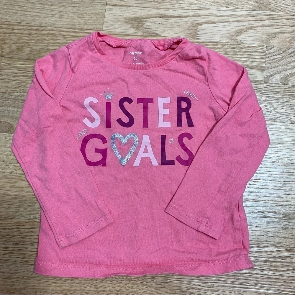 Sister Goals Outfit 2T Girls Long Sleeve Shirt Carters Pants Matching